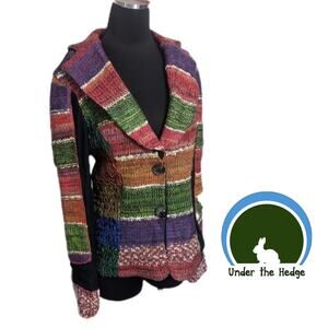 Vtg 90s Emma G Multi Knit Patchwork Blazer Jacket Medium L1 Whimsigoth Boho